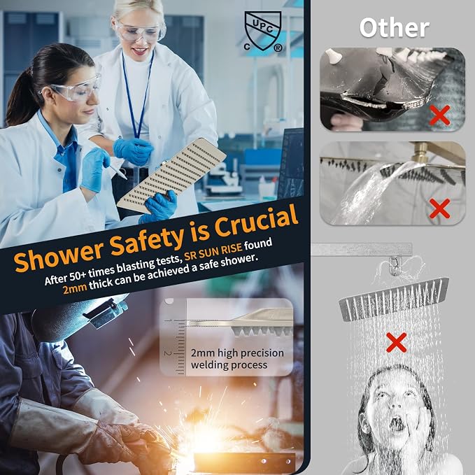 SR SUN RISE Shower Faucet Set Bathroom Square Rain Shower Head - Image 4