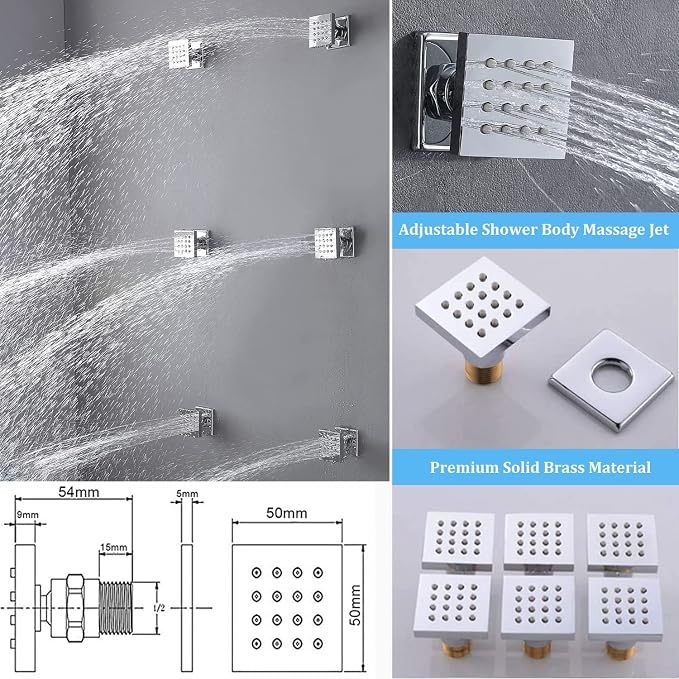 Triple Shower Head Shower System Chrome Full Body Shower System - Image 8