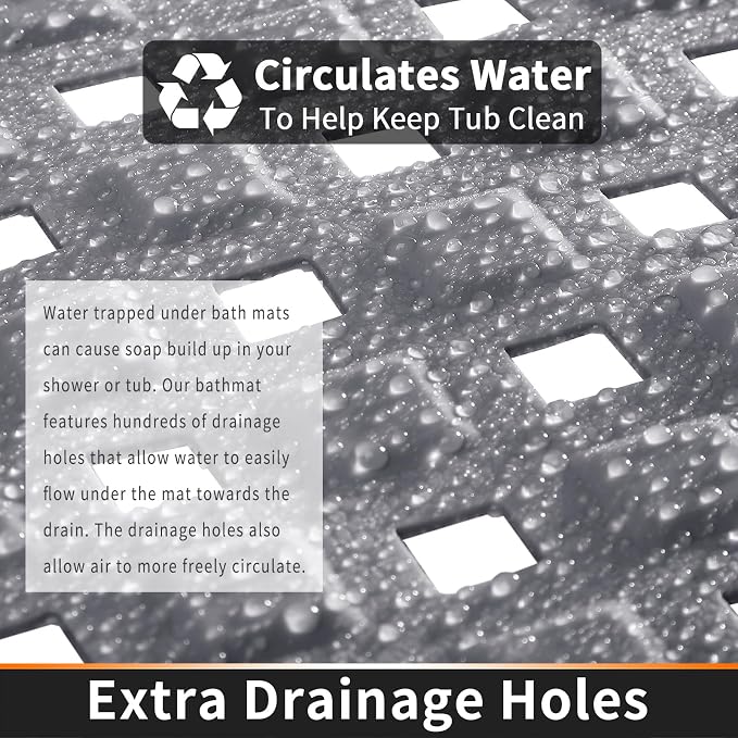 Yimobra Non Slip Bath Mat, Super Strong Suction Cups, 34.5"x15.5"Long Tub Mat - Image 3