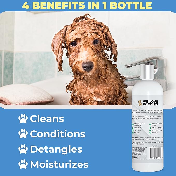 We Love Doodles Pet Rubber Bath Brush and Dog Shampoo - Image 8