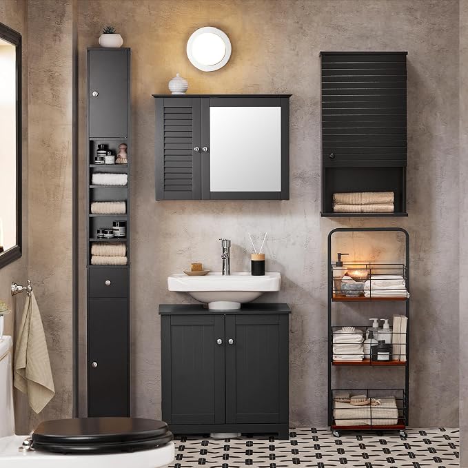 SoBuy Narrow Bathroom Storage Cabinet, Tall Slim Bathroom Organizers and Storage - Image 9