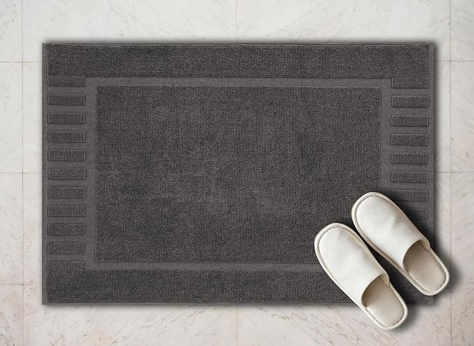White Classic Luxury Bath Mat Floor Towel Set - Image 6