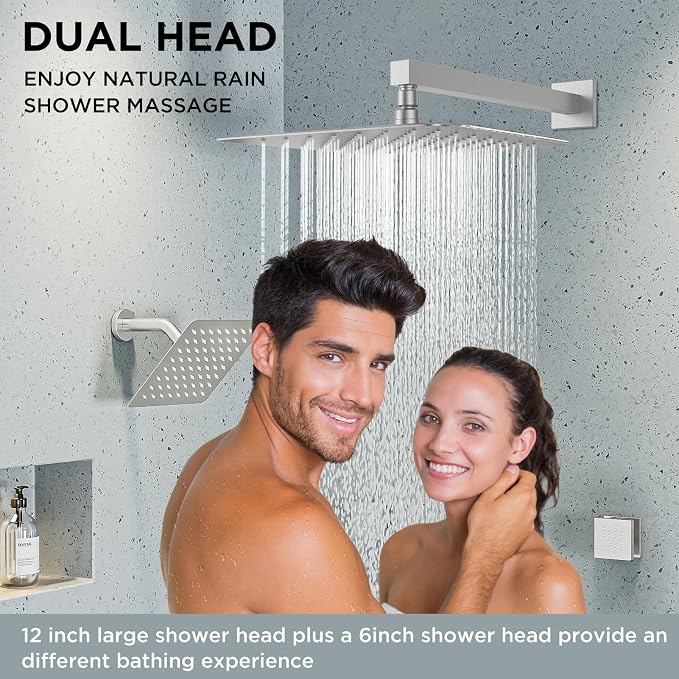 Shower Systems with 4 Body Spray Jets, STARBATH 4 Way 12+6" Rainfall Shower - Image 2