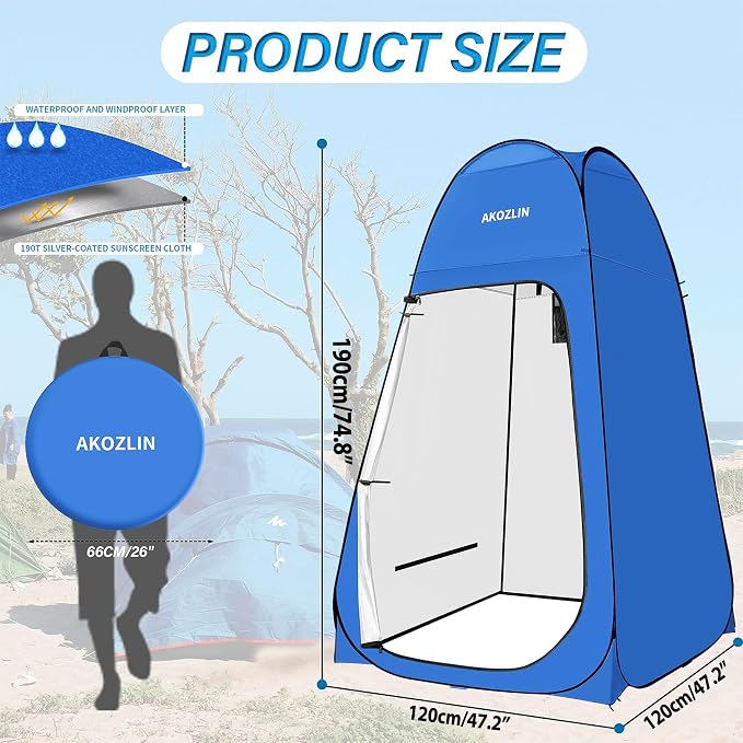 AKOZLIN Portable Pop Up Shower Tent Instant Privacy Dressing Changing Tent - Image 3