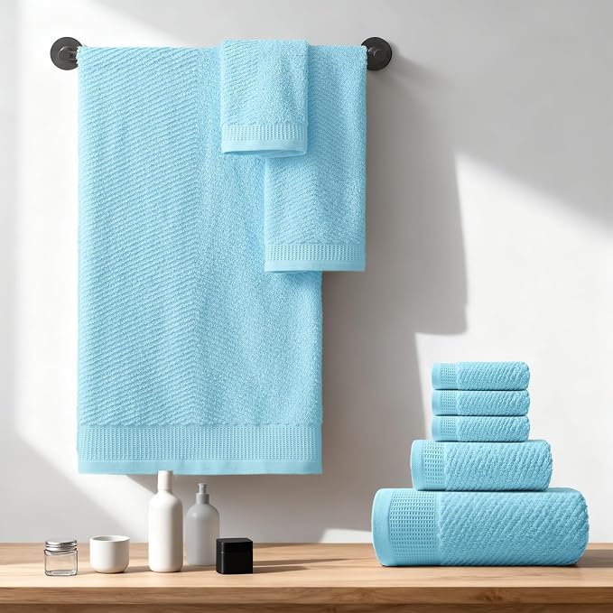 REDKISS Luxury Bath Towel Set of 8, 100% Cotton Bathroom Towels Set - Image 2