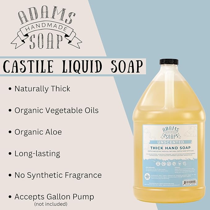 Adams Handmade Soap Thick Organic Castile Liquid Hand Soap 1 Gallon Refill- - Image 3