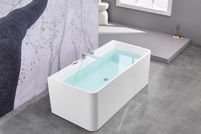 SITGES Minimalist Square-Shaped Bathtub Faucet, 2-Handle Widespread Roman Tub - Image 5