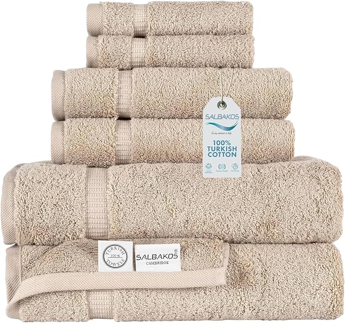 SALBAKOS 100% Turkish Cotton 6-Piece Towel Set | Heirloom Quality Hotel & Spa by SALBAKOS