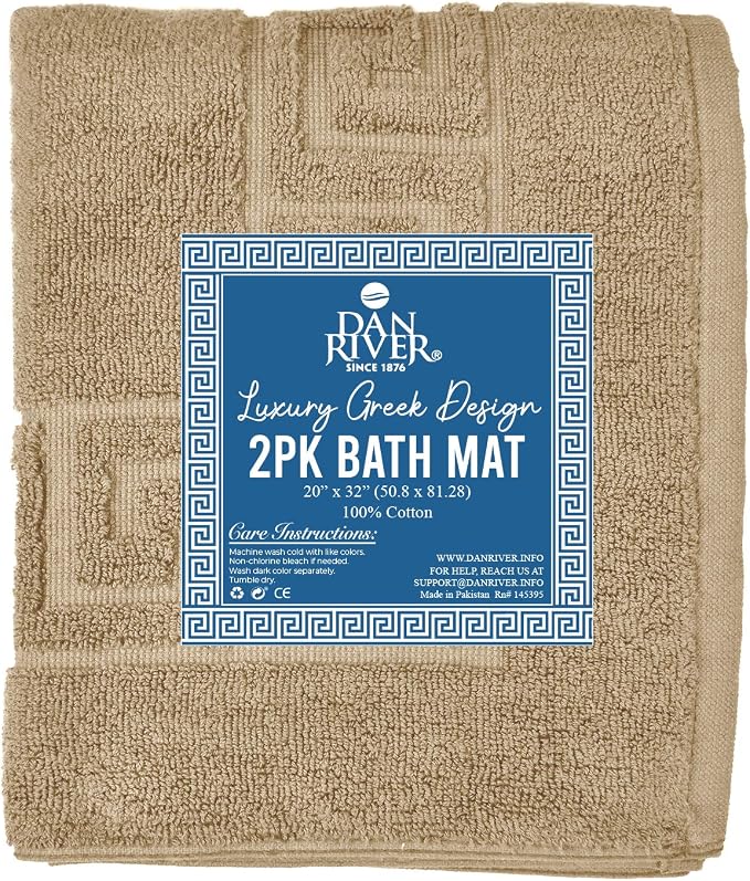 DAN RIVER Greek Cotton Bath Mats Set of 2 – Not a Bathroom Rug, Ultra Soft - Image 4