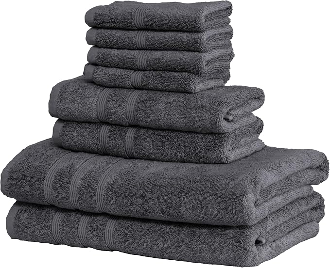 Mosobam Luxury Turkish 8pc Towel Set 30X58 16X30 13X13 Charcoal Gray 700 GSM by Mosobam