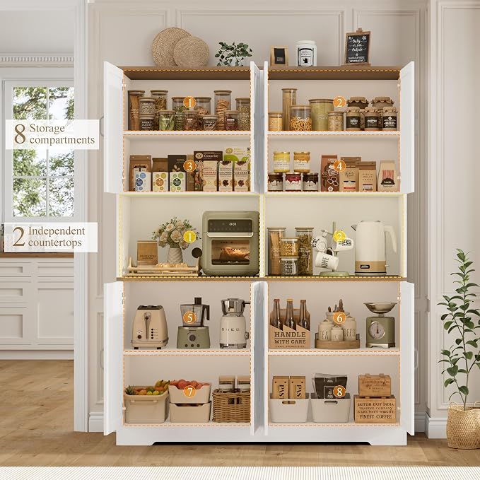 HOSTACK 71" Tall Pantry Cabinet, Large Kitchen Hutch - Image 5
