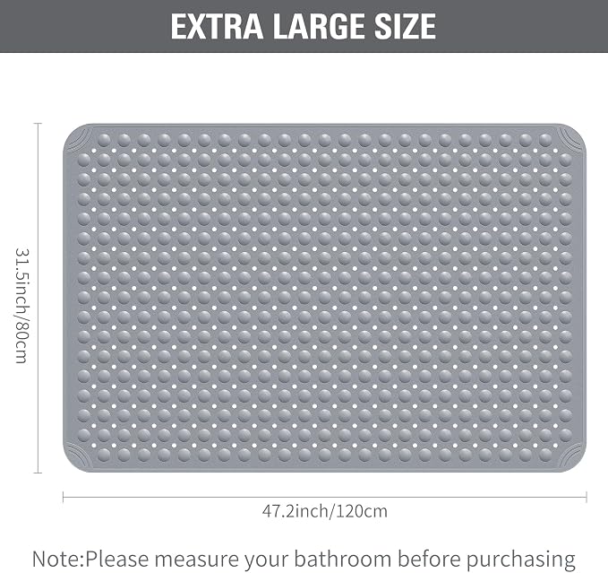 Yolife Extra Large TPE Shower Mat, 47.2" L x 31.5" W Anti Slip Bath Mat - Image 2