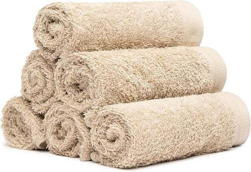 100% Cotton Washcloths Set 13” x 13” | Sand Towels | Set of 6 Ultra Soft and by Weidemans