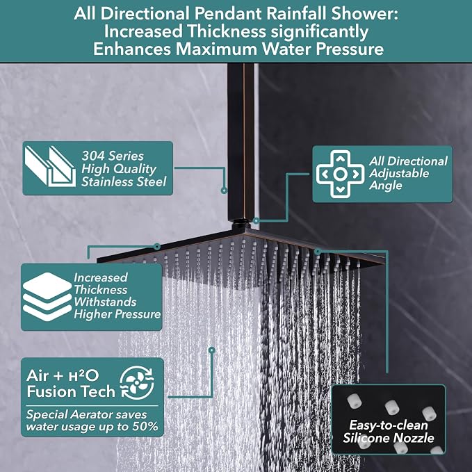 VANFOXLE Shower Faucet Set Oil Rubbed Bronze Shower System, Push Button - Image 4