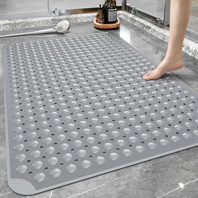 Yolife Extra Large Shower Mat, 34.3" L x 23.3" W TPE Anti Slip Stand Up Shower by yolife