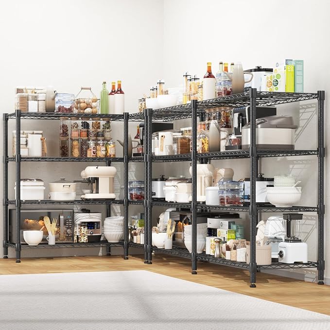 Homdox Heavy Duty Storage Shelves, 4 Tier Wire Shelving Unit, Adjustable Metal - Image 2