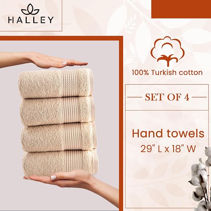 HALLEY Turkish Cotton Towels Hand Towels Super Soft Highly Absorbent 100% - Image 4