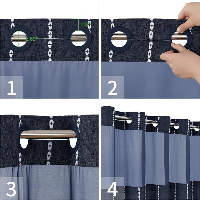 No Hook Long Shower Curtain Set - Image 5