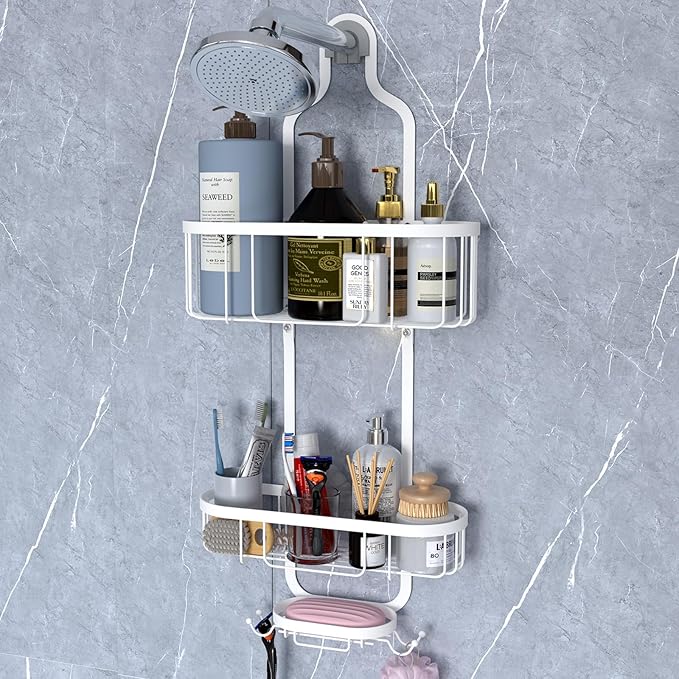Kadolina White Hanging Shower Caddy, 3-Tier Bathroom Organizer by Kadolina
