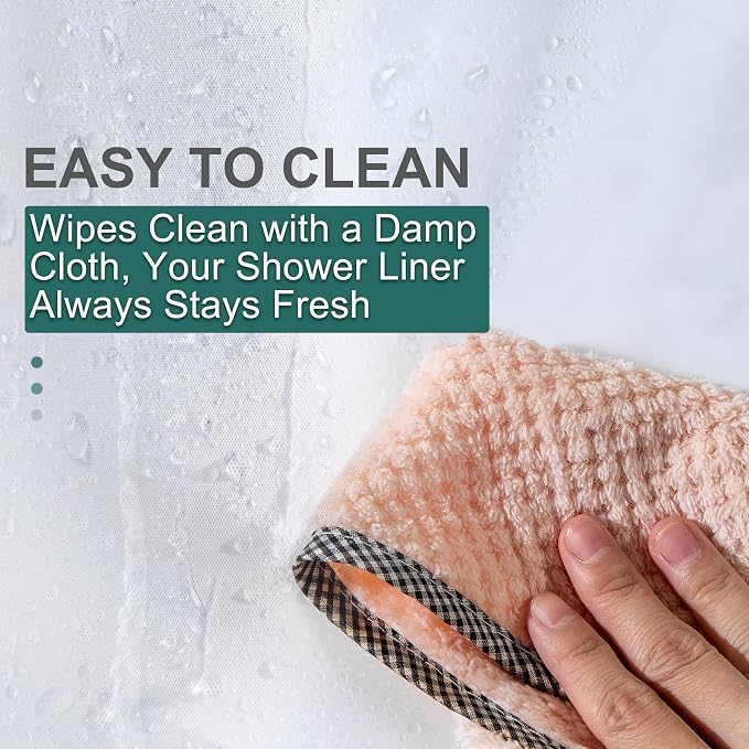 AmazerBath Plastic Shower Curtain Clear Premium PEVA, Weighted Shower Curtains - Image 7