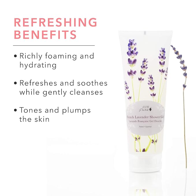100% PURE French Lavender Shower Gel Natural Foaming & Hydrating Body Wash - Image 3