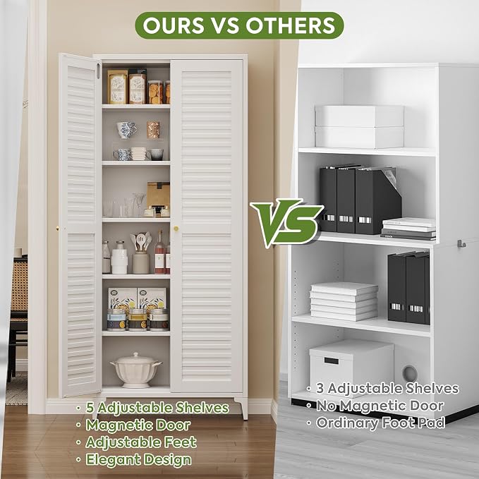 74" H Metal Pantry Cabinet, Kitchen Pantry Storage Cabinets - Image 5