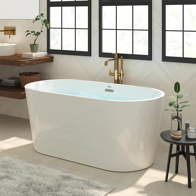 FerdY Shangri-La 55" Acrylic Freestanding Bathtub, Small Classic Oval Shape - Image 7