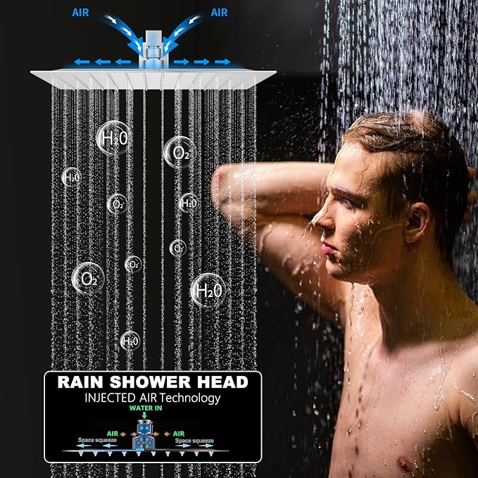 Shower Faucet Set Polished Chrome Shower System Luxury 12 Inch Wall Mounted - Image 9