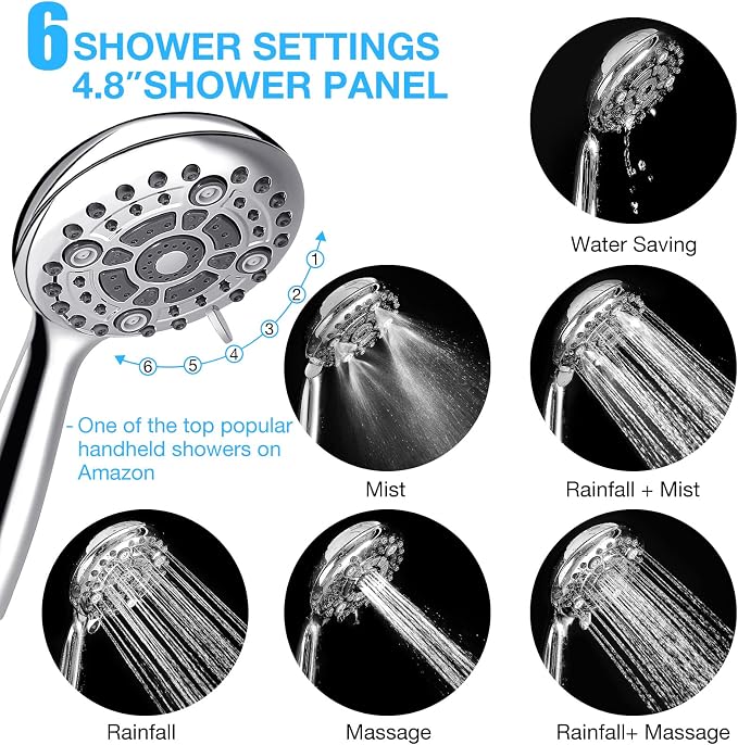 Dual Filtered Shower Head Showerhead 79" Hose Handheld Sprayer Combo, - Image 6