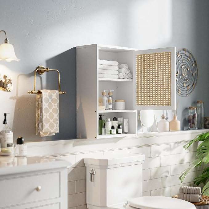 Bathroom Wall Cabinet, Bamboo Over-The-Toilet Storage Organizer - Image 4
