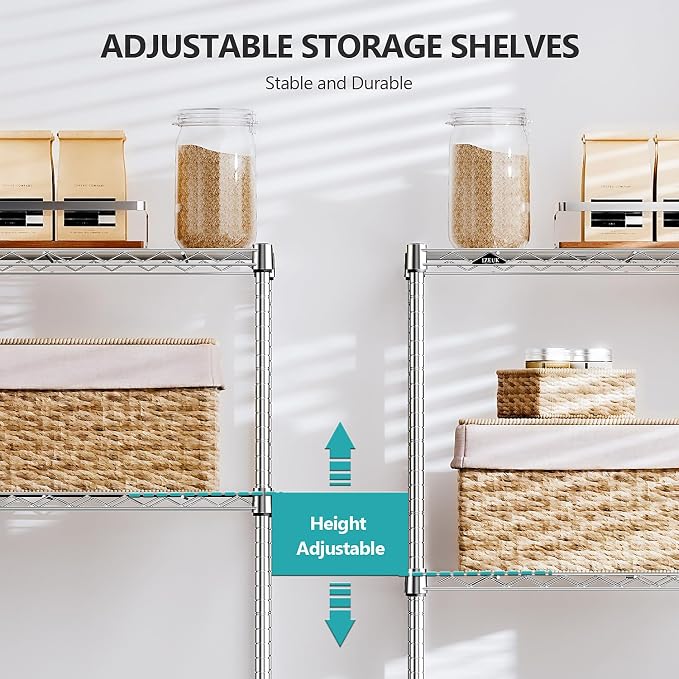 IZEUK 4-Tier Heavy Duty Steel Storage Shelves, Metal Shelf Wire Shelving Rack - Image 5
