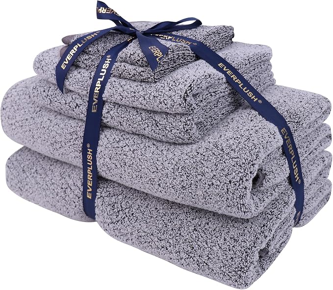 Everplush 6-Piece Premium Bath Towel Set – Plush Jacquard Luxury Towels by Everplush