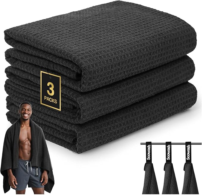 Microfiber Sweat Towel Quick Dry Lightweight Absorbent 3 Pack，Fast Drying 27‘’ by SOOWASH