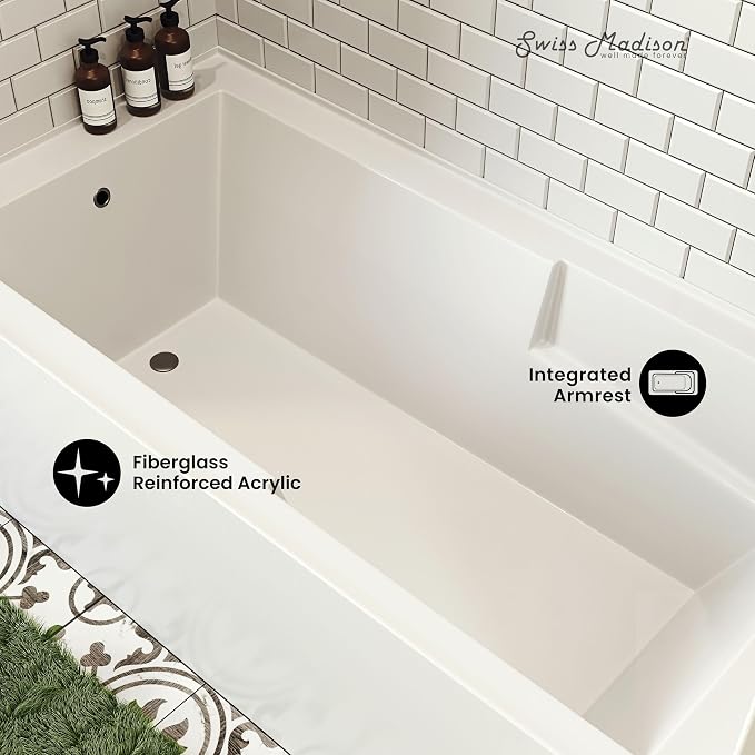 Swiss Madison Well Made Forever Voltaire 72" x 36" Right-Hand Drain Alcove - Image 4