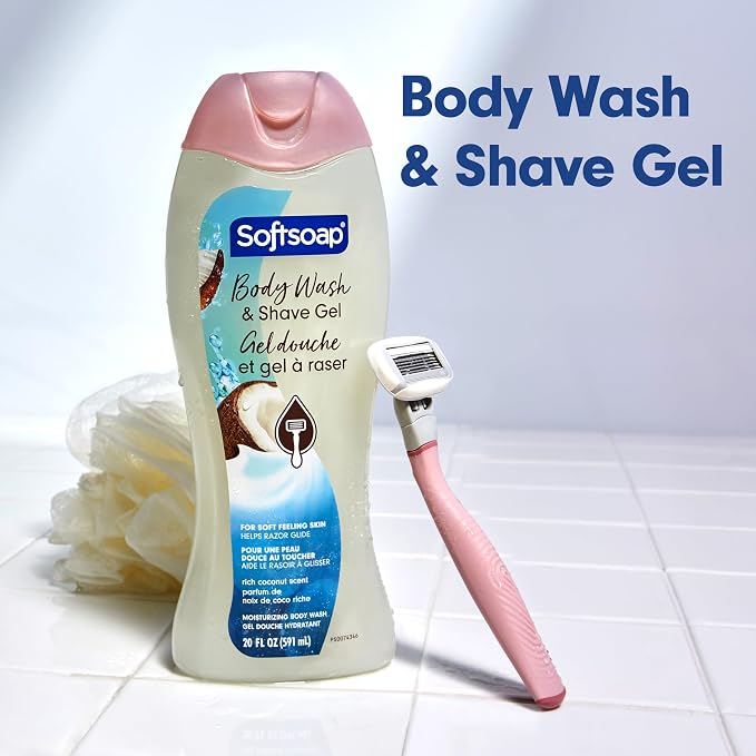 Softsoap Moisturizing Body Wash and Shave Gel, Rich Coconut Scent, 20 fl oz - Image 2
