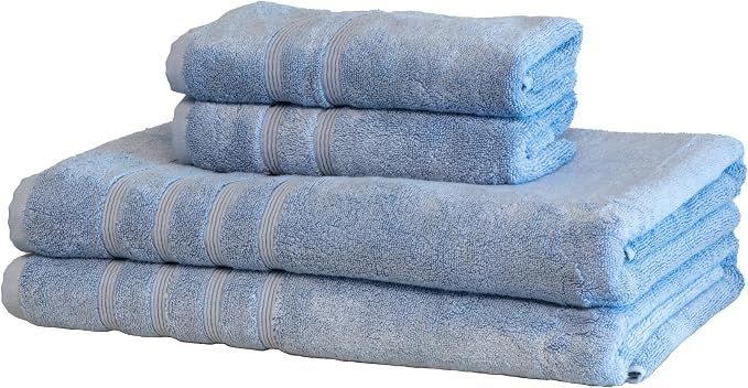 Mosobam Luxury Turkish 4pc XL Towel Set 35X70 16X30 Allure Blue Oversize 700 by Mosobam