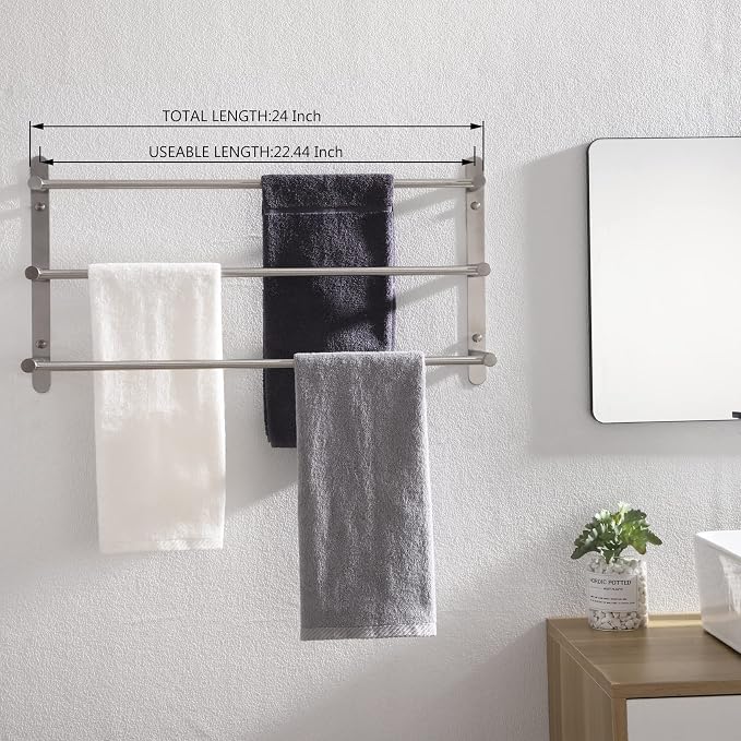KOKOSIRI Bath Towel Bars Stainless Steel Bathroom 3-Tiers Ladder Towel Rack - Image 6