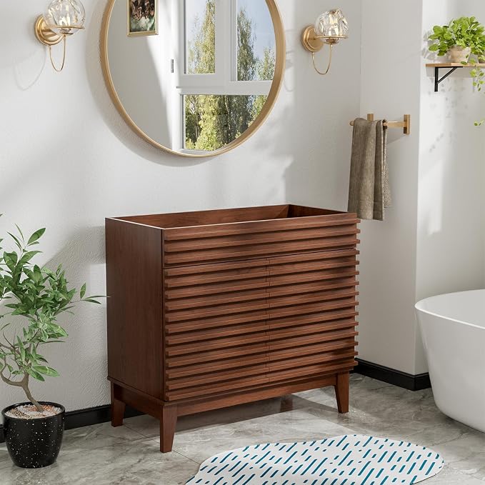 ROOMTEC 36" Bathroom Vanity, Mid-Century Freestanding Bathroom Cabinet Vanity - Image 2