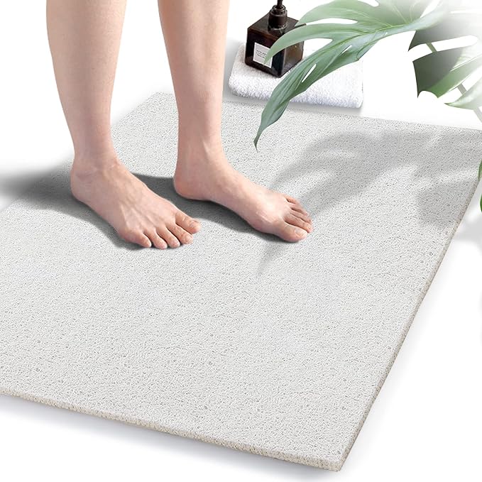 godehone Shower Mats Non Slip Without Suction Cups, PVC Loofah Bathroom Mats by godehone