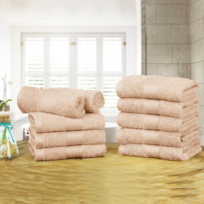 Ample Decor Wash Cloths Pack of 10, Oeko Tex Certified 600 GSM 100% Cotton Soft - Image 2