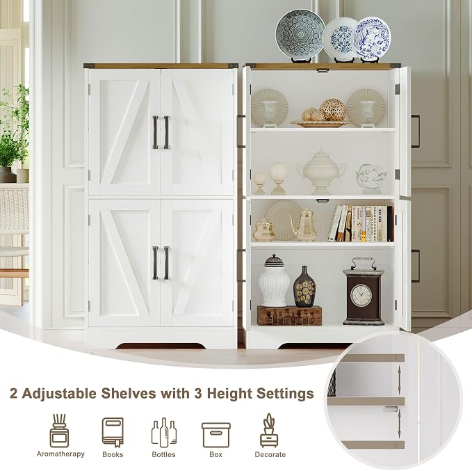 Treocho Bathroom Floor Cabinet, Farmhouse Bathroom Storage Cabinet - Image 5
