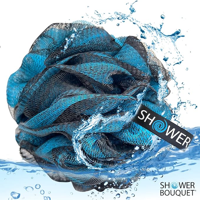 SHOWER BOUQUET Loofah-Charcoal Bath-Sponge XL-Color-4-Pack // Extra Large 75g - Image 4