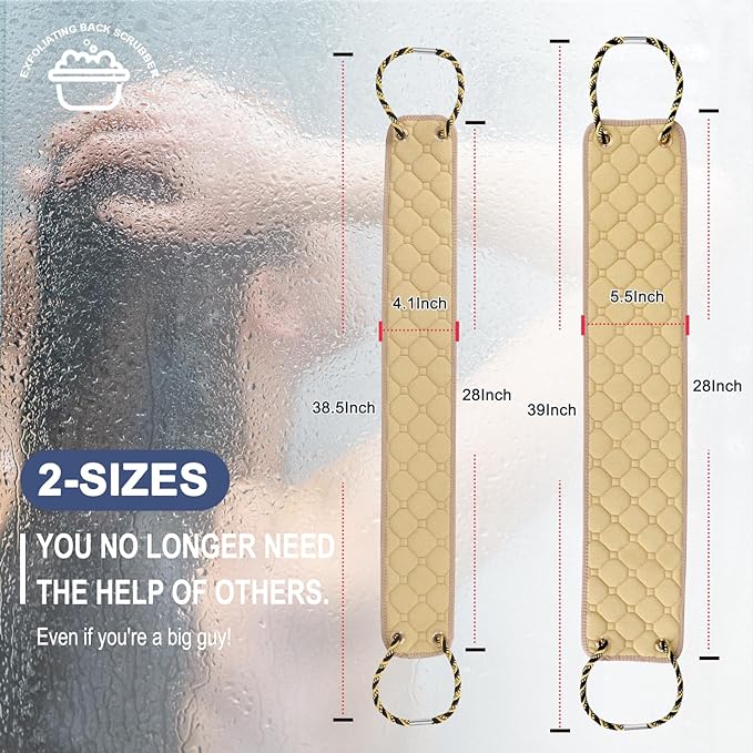 Exfoliating Back Scrubber with Handles, 38.5 Inch Double-Sided Back Exfoliator - Image 3