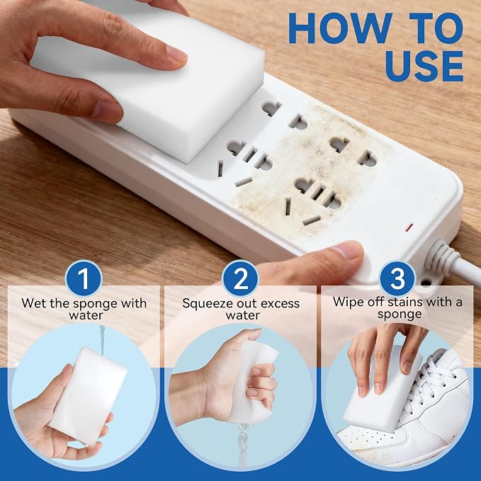100 Pack Magic Sponge Eraser, Non-Scratch Melamine Sponges in Bulk, Wall Cleaner - Image 5