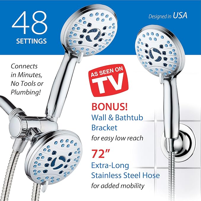 Hotel Spa AquaCare As-Seen-On-TV High Pressure 48-setting Rain & Handheld 3-way - Image 6
