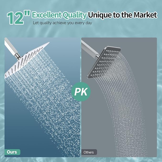 SR SUN RISE Luxury 12 Inch Large Square Stainless Steel Shower Head High - Image 2