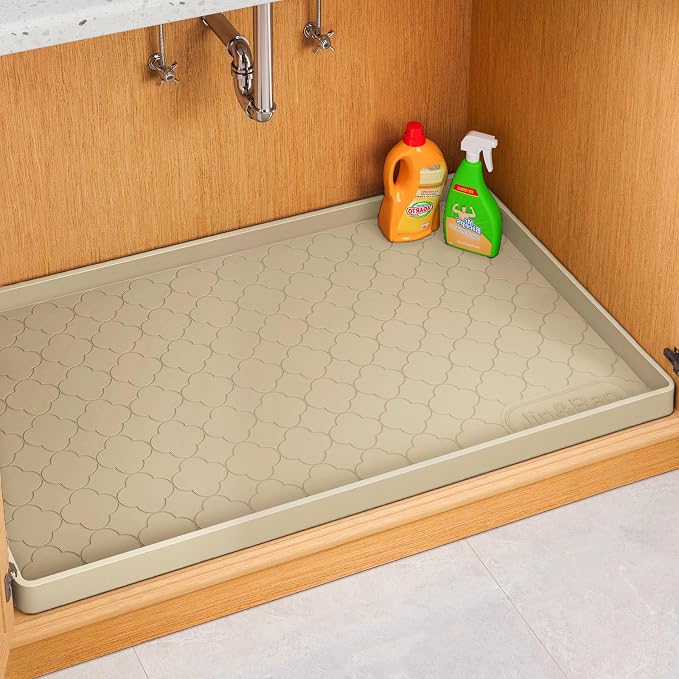 Jin&Bao Waterproof Under Sink Mat 31" x 22", Thick Silicone Mat Cabinet by Jin%26Bao
