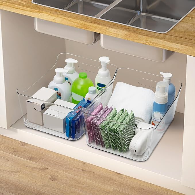 Tiawudi 2 Pack Plastic Storage Bins, Extra Large Pantry Organizer, 13.5" x 10" - Image 6