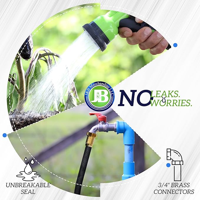 J&B XpandaHose 100ft Expandable Garden Hose – Ultra-Strong 3750D, 4-Layer Latex - Image 6