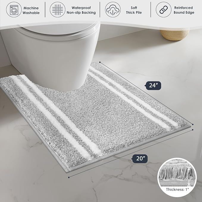 PURRUGS Bathroom Rug Non-Slip Machine Washable 20" x 24" U-Shaped, Super - Image 6